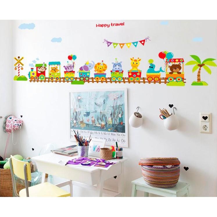 Decal trang trí tường Xe Lửa cùng thú vui nhộn Happy Travel