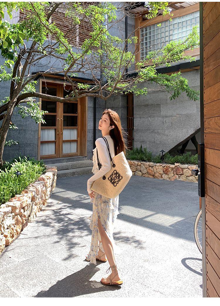 TOBE1SHOP Váy cưới lá sen, nữ tính, dịu dàng, in hoa, váy dài bãi biển.