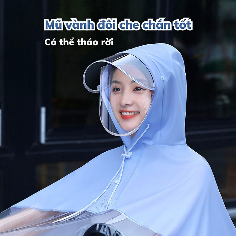 Áo Mưa Mẹ Và Bé Nửa Trước Trong Suốt Che Phủ Toàn Thân Kèm Kính Chắn Mưa Cực Kỳ Tiện Lợi Loại 1 Đầu Giao Màu Ngẫu Nhiên