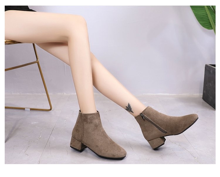 Giày boots ống da lộn đế vuông mũi vuông, giày bốt nữ S128