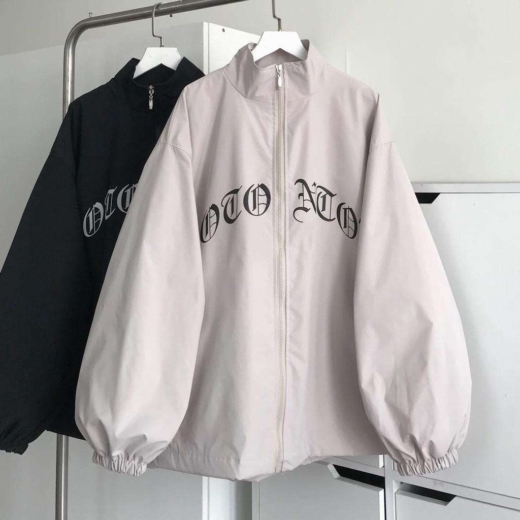 Áo Khoác Nữ Form Rộng Chất Dù Cao Cấp Khoác Gió Nữ Kiểu Dáng Jacket Phong Cách Basic 2 Màu Be Đen ESOA