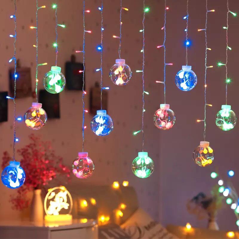 Bộ Đèn Rèm Mành Cầu 12 Bóng 8 Chế Độ Tuyệt Đẹp Trang Trí Nhà Cửa, Decor Chụp Ảnh JK-002