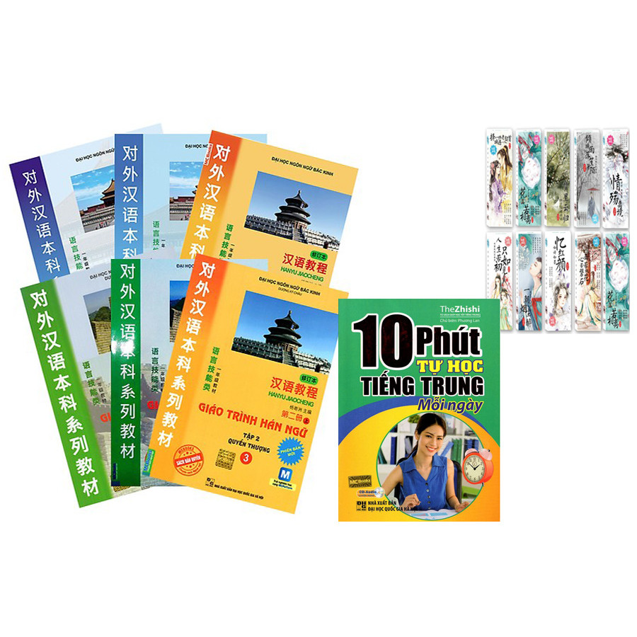 Combo Trọn Bộ Giáo Trình Hán Ngữ 6 Cuốn Tặng 10 Phút Tự Học Tiếng Trung Mỗi Ngày Và BookMark Ngôn Tình (Mẫu Ngầu Nhiên)