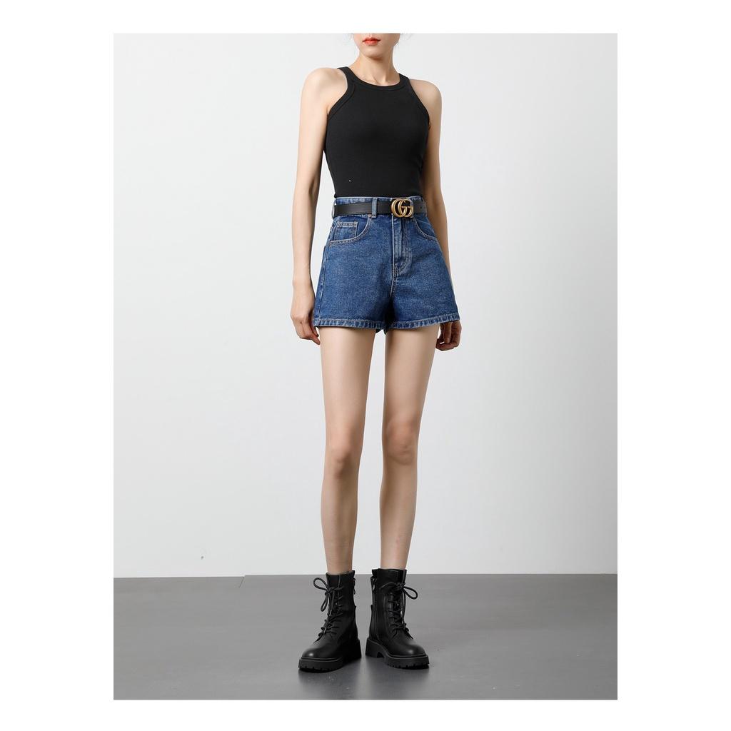Quần short jean nữ BigSize lưng cao trên rốn, co dãn mạnh, lai cuốn, màu xanh đậm dành cho người mập 4240 - ĐẬM TRƠN 4240