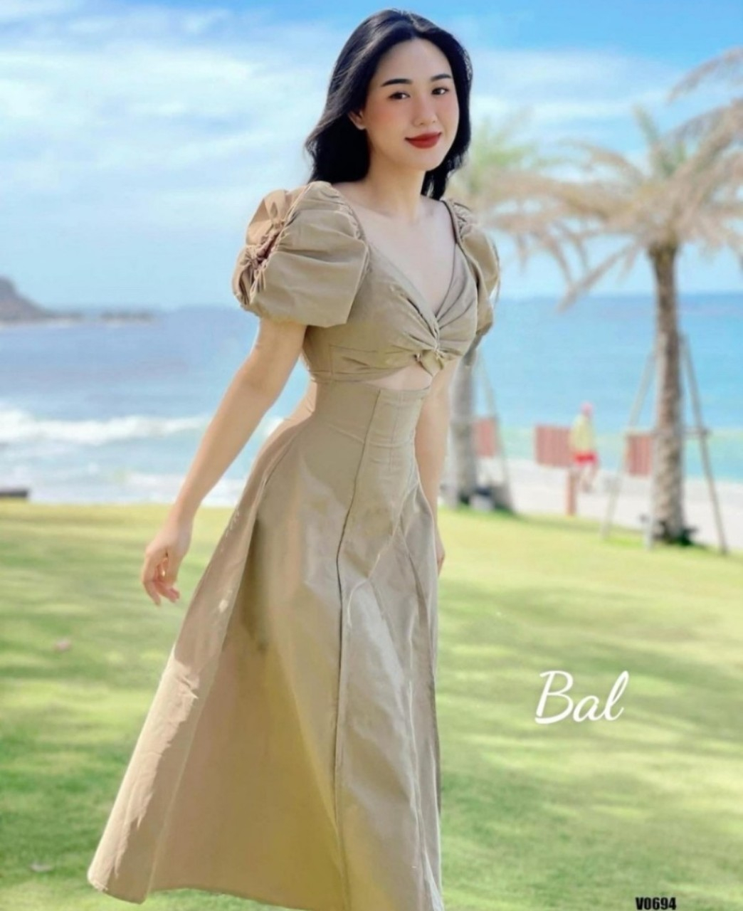 Váy Midi Xoắn Ngực Form Dài (kèm ảnh thật