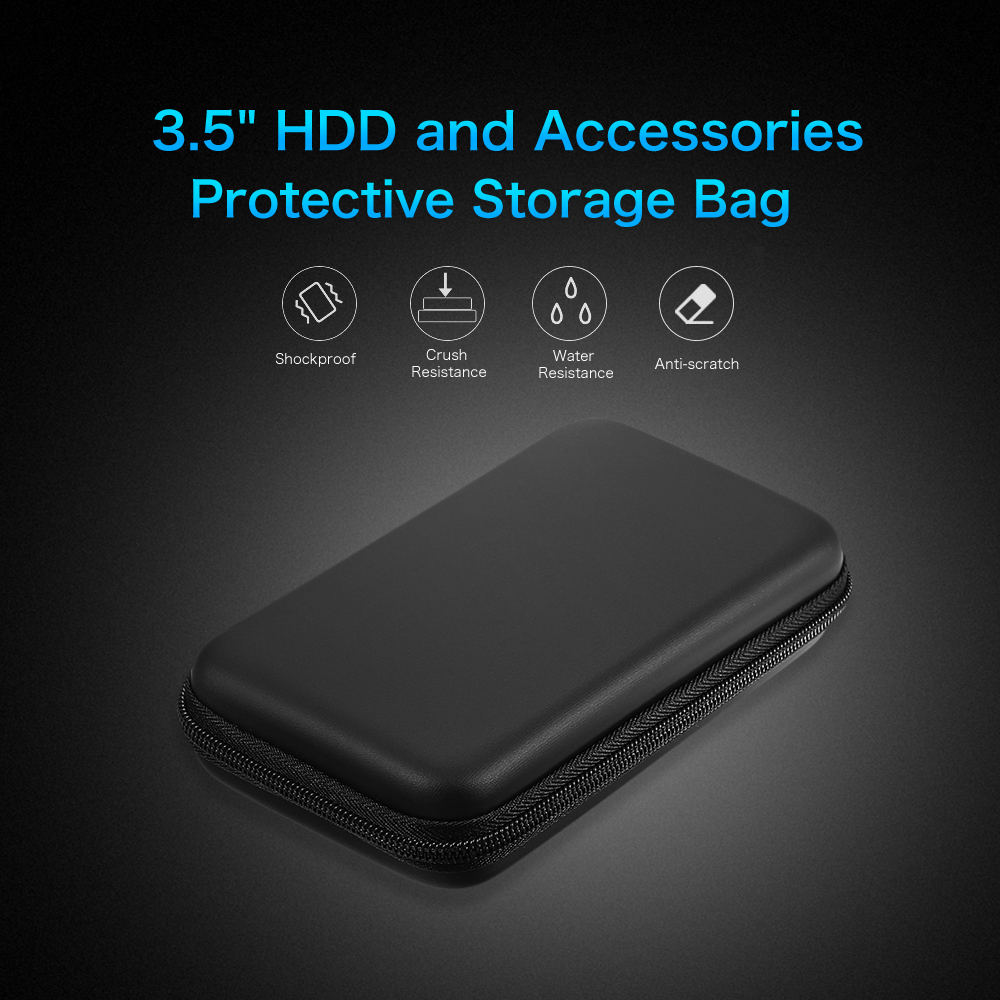 Hộp Đựng Ổ Cứng Cáp Điện Dự Phòng HDD EVA Chống Va Đập 3,5 Inch
