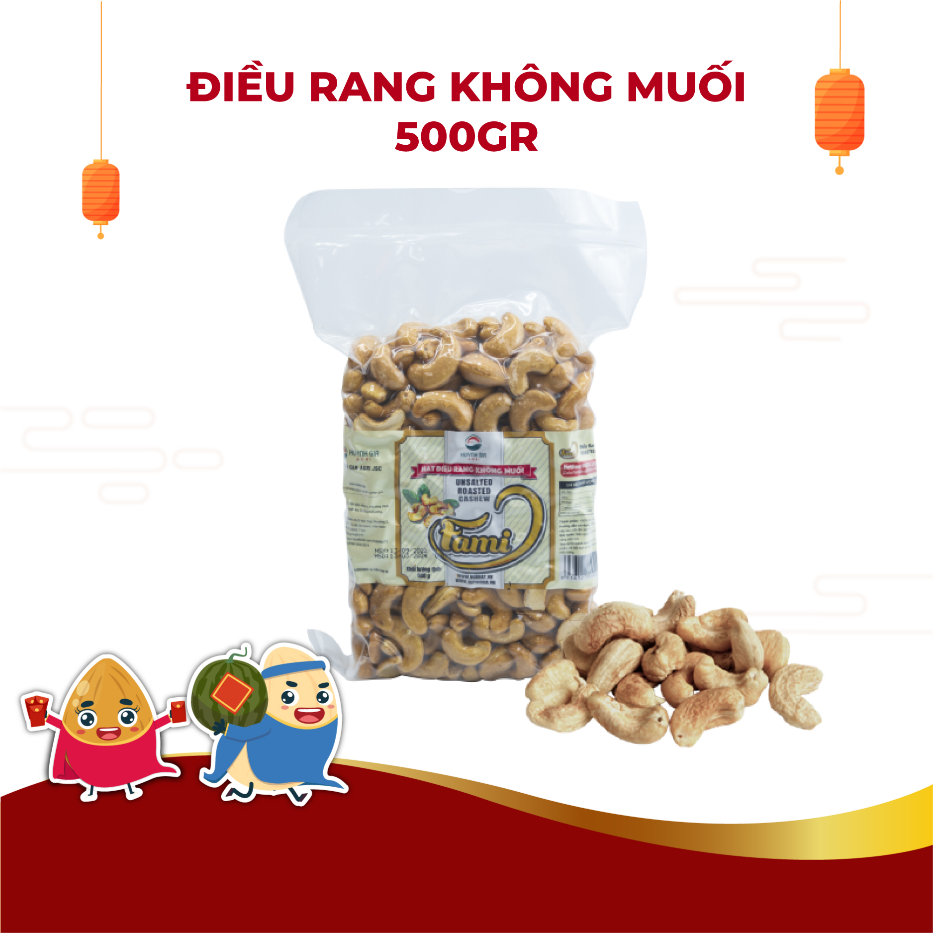 Hạt Điều Rang Không Muối Bịch CK Fami (500g)