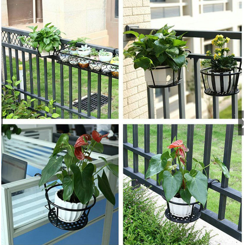 Set 2 giỏ sắt treo chậu cây , kệ để chậu hoa , cây cảnh , có móc treo ngoài ban công xinh xắn tiện lợi