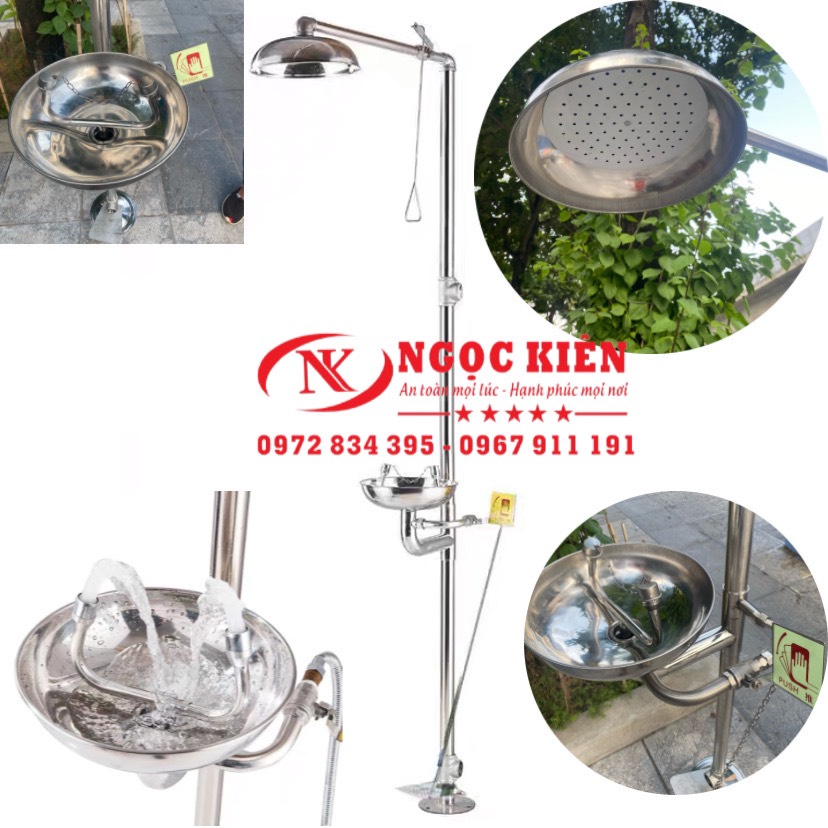 Vòi rửa mắt khẩn cấp kèm rửa tay inox 304