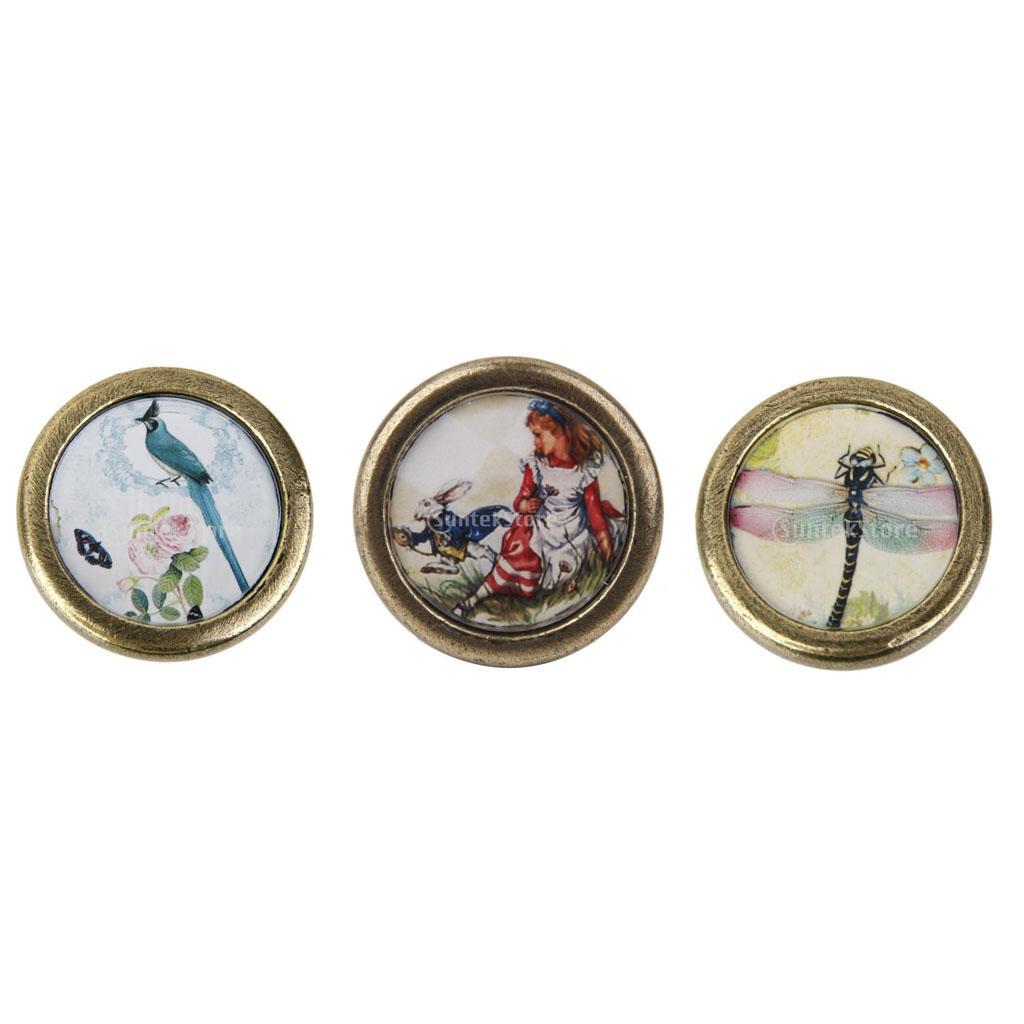 Set of 3pcs 36mm Retro Home Cabinet Door Drawer Handles Pull Knobs Hardware