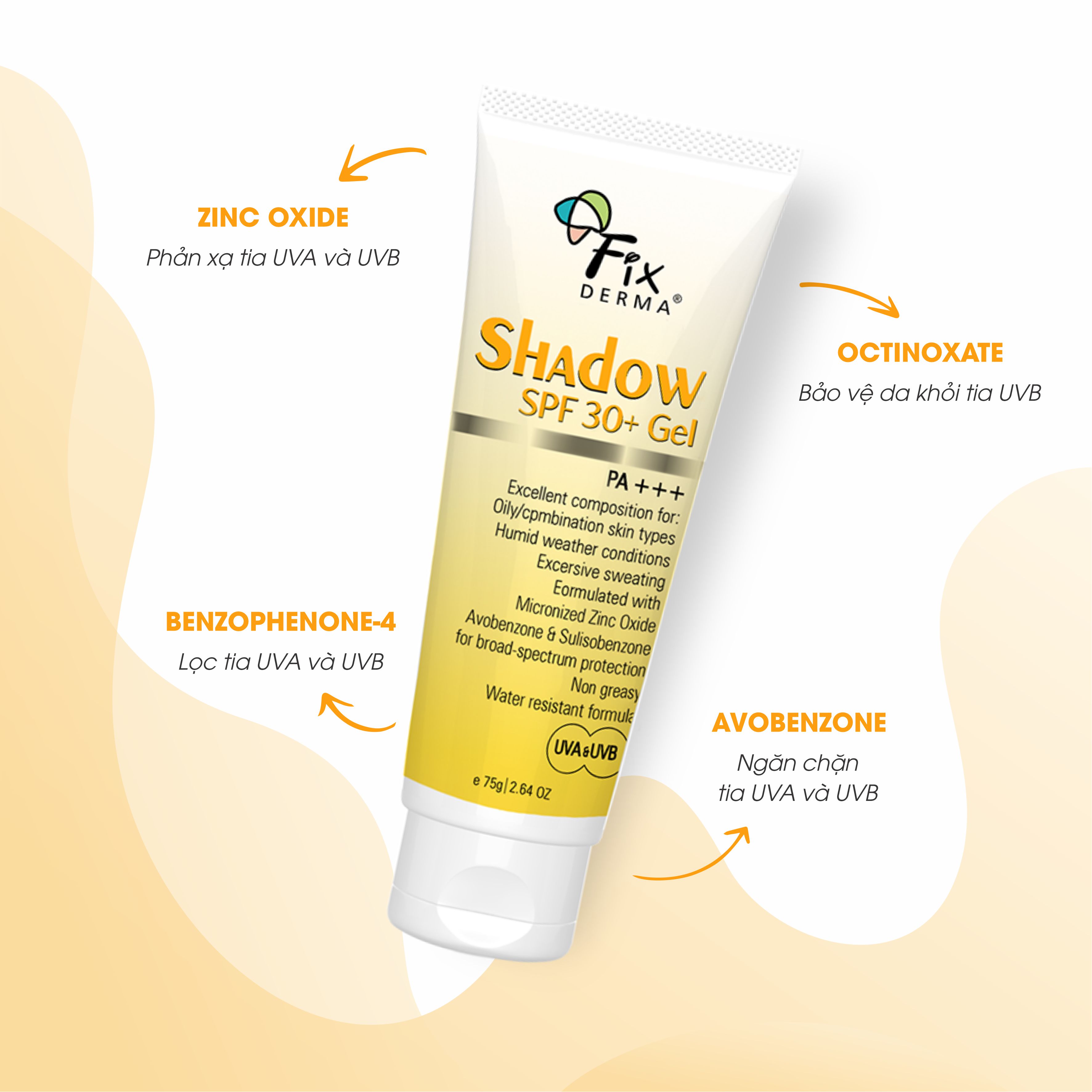 Gel chống nắng Fixderma Shadow SPF 30+ Gel (75g)