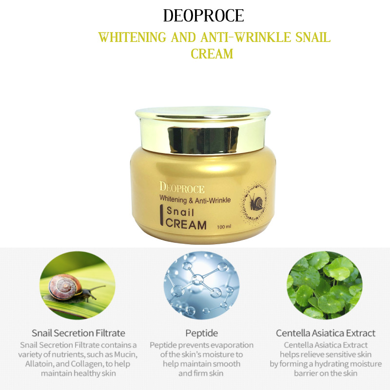 Kem dưỡng trắng và chống lão hóa Deoproce Whitening And Anti-Wrinkle Snail Cream 100ml