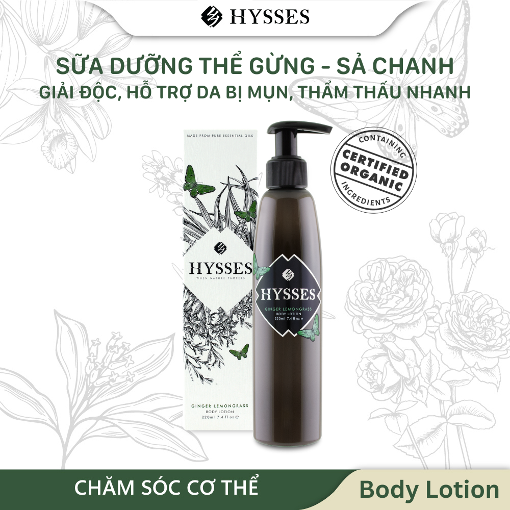 Sữa Dưỡng Thể Cao Cấp Hysses Body Lotion Giúp Làm Mới và Săn Chắc Da, Chống Lão Hóa, Tăng Cường Lưu Thông Máu Với Tinh Dầu Gừng và Sả Chanh Hữu Cơ Tự Nhiên