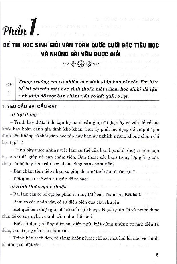 Đề thi học sinh giỏi văn toàn quốc và những bài văn được giải bậc tiểu học