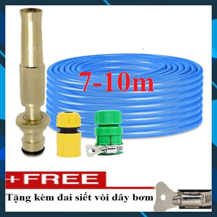Vòi Xịt️ Bộ dây vòi xịt nước rửa xe, tưới cây , tăng áp 3 lần, loại 7m, 10m 206587 cút sập, + đai