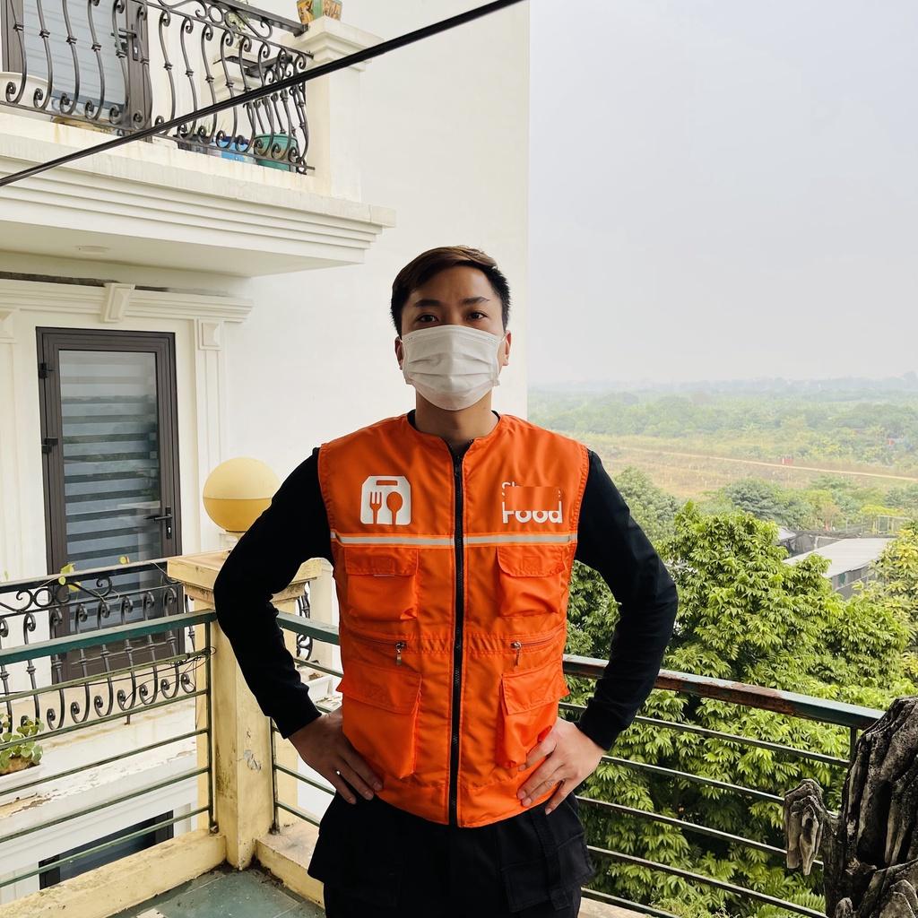 Áo Gile Hai Mặt Cam Đen Có Phản Quang Đi Đêm