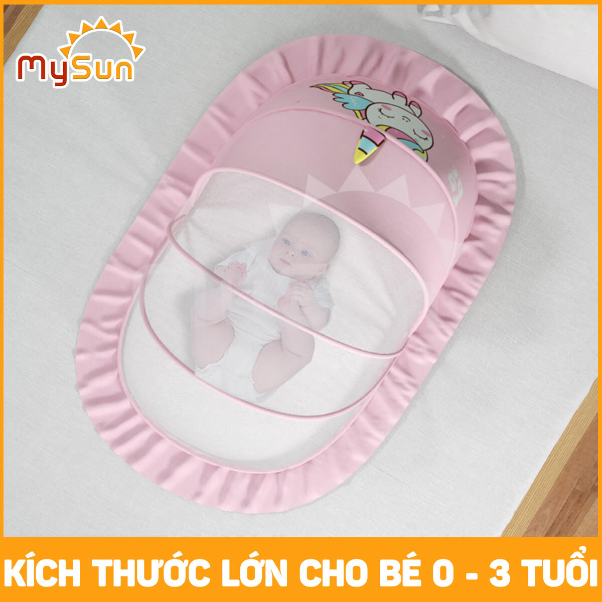 Màn mùng lưới chụp chống muỗi gấp gấp gọn thông minh che chắn cho bé sơ sinh, trẻ em ngủ MySun