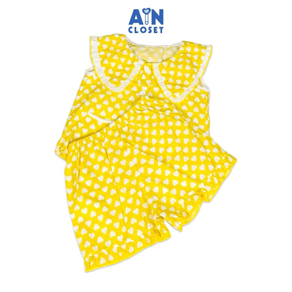 Bộ quần áo Ngắn bé gái họa tiết Tim Trắng nền vàng cotton. - AICDBG6DIG84 - AIN Closet