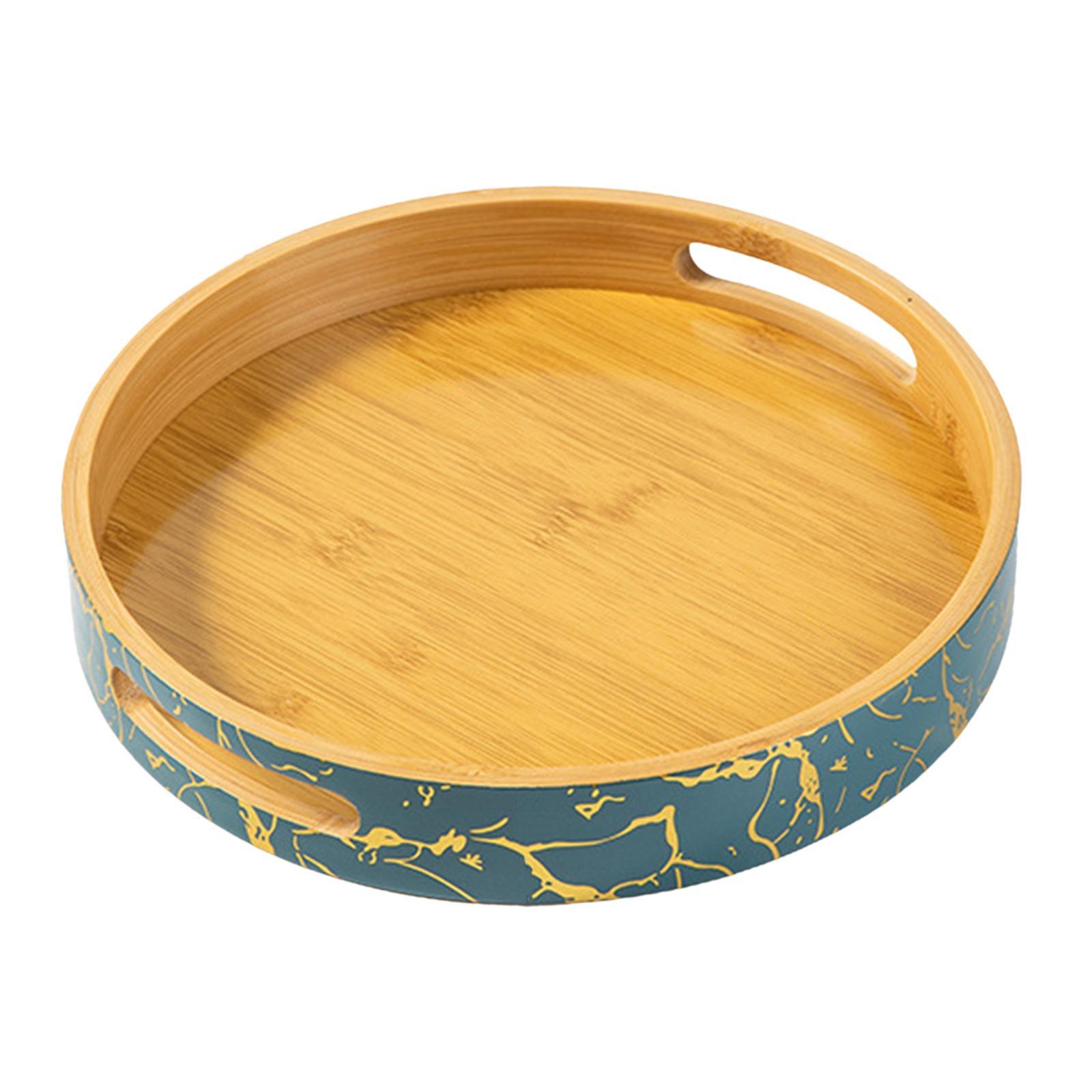 Bamboo Serving Tray Snack Tray with Handles for Home Decor Ottoman Breakfast