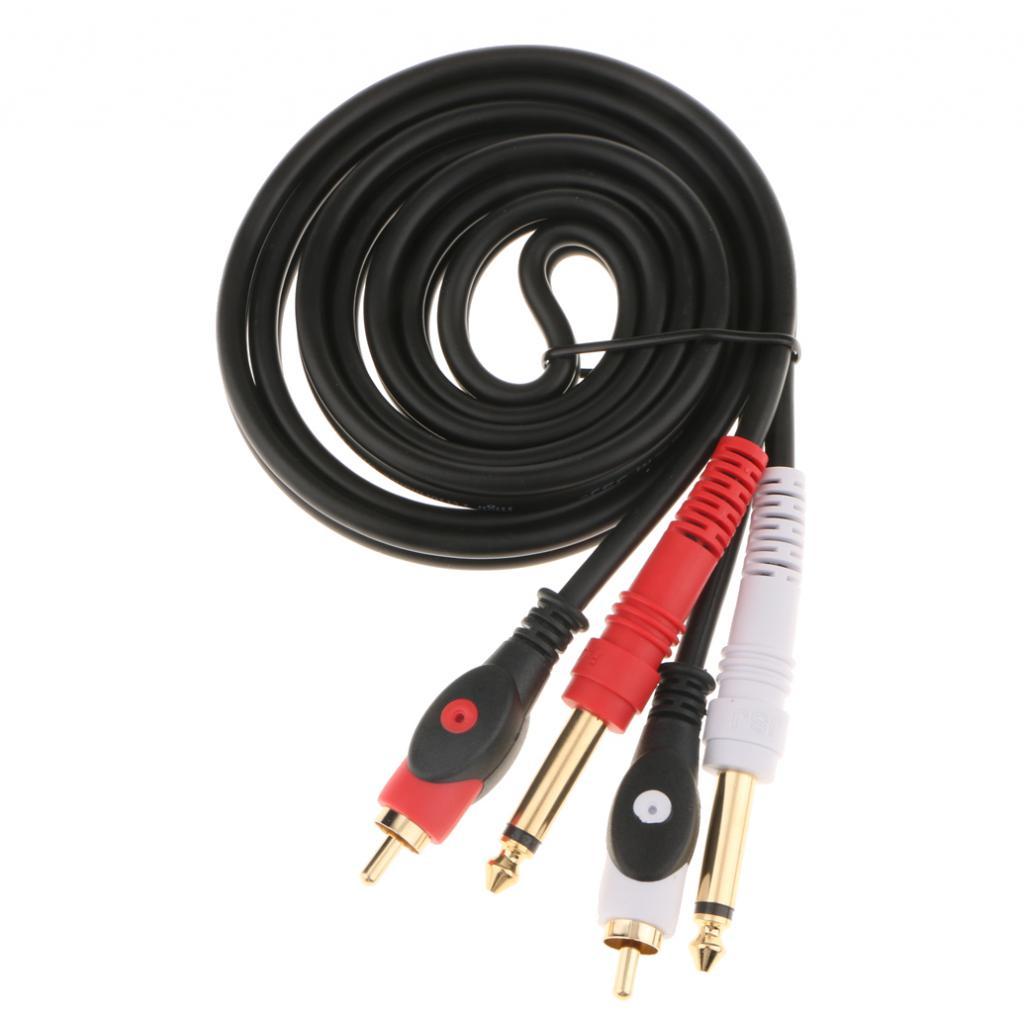 Dual RCA To Dual 6.35mm 1/4" Mixer Console Amplifier Audio Adapter Cable