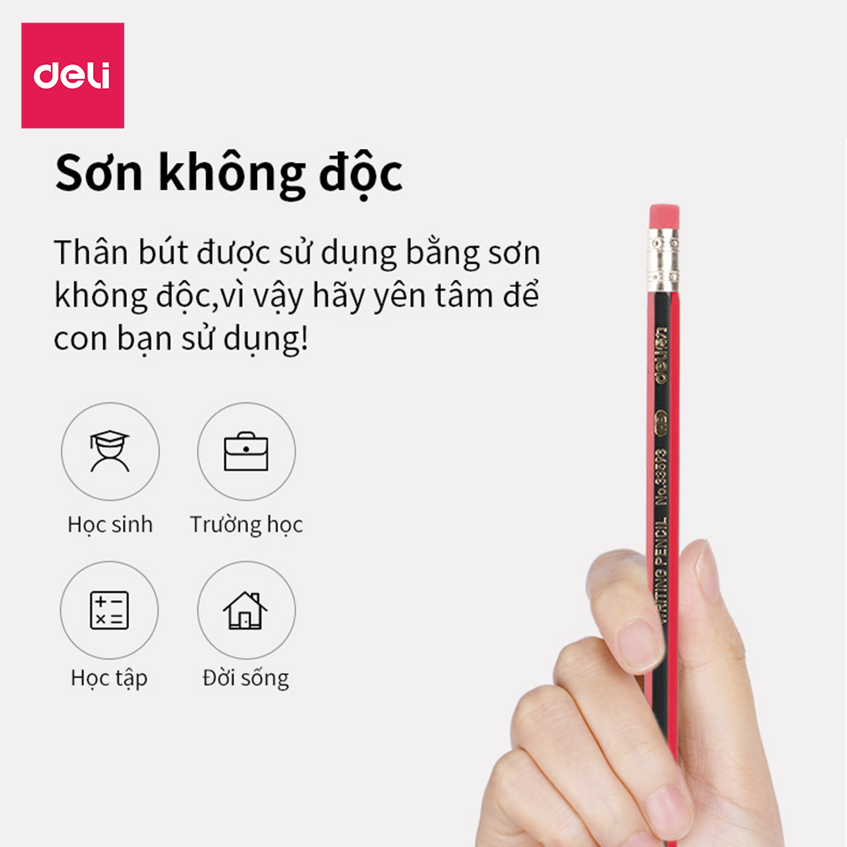 Bút Chì Lục Giác 2B HB Deli - Bút Chì Gỗ Thi Trắc Nghiệm Ruột Đậm Bút Chì Học Sinh Cấp 1 Tập Viết Chì Vẽ Phác Thảo