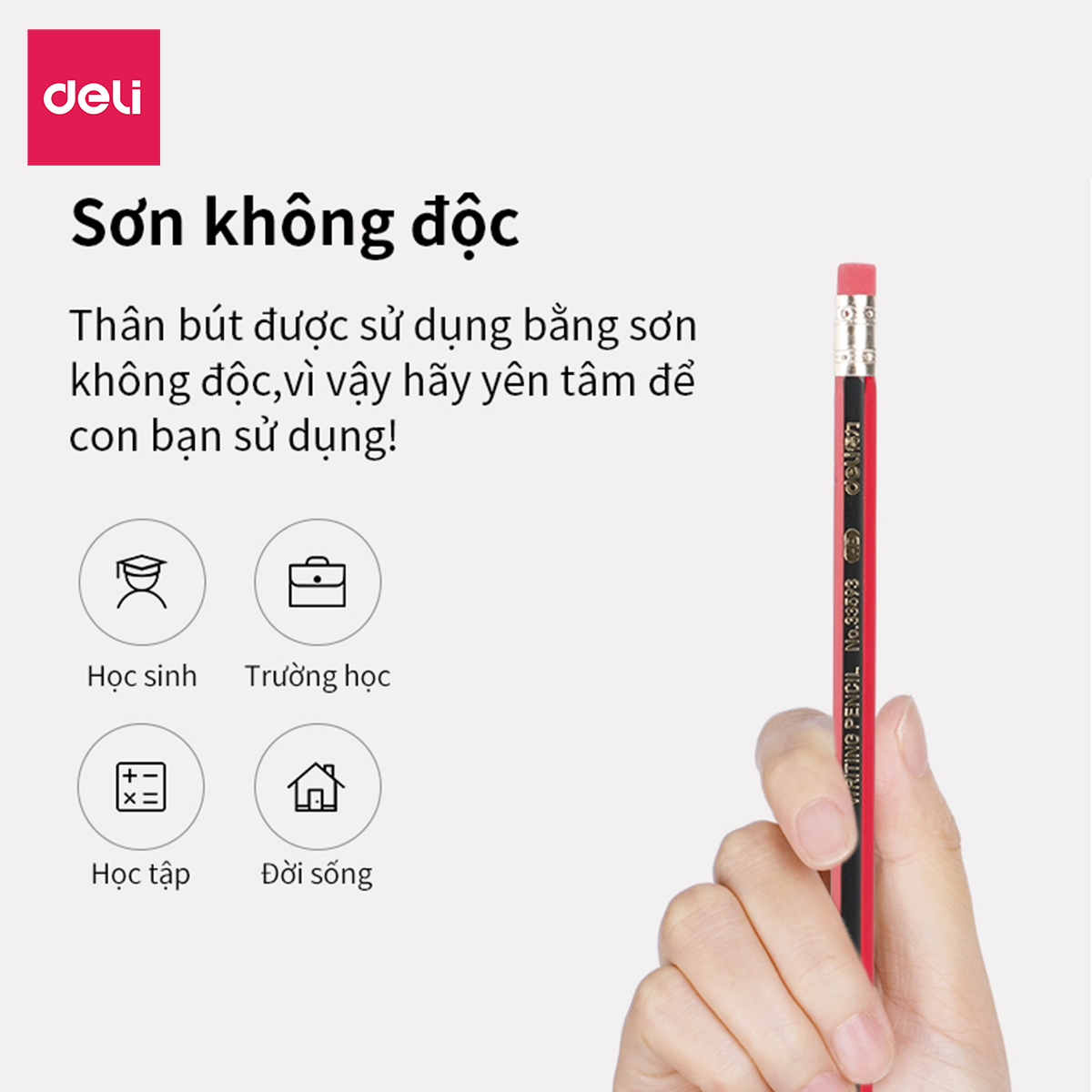 Bộ 5 bút chì gỗ 2B HB Deli - Có bán lẻ 1 chiếc - Nhiều loại mẫu mã màu sắc - Phù hợp cho học sinh sinh viên tập viết vẽ tranh