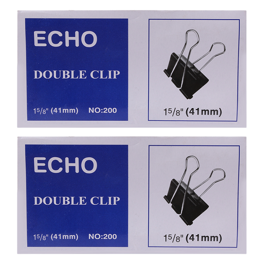 Bộ 2 Hộp Kẹp Bướm Echo (41mm) - Đen ( 12 Kẹp/Hộp)