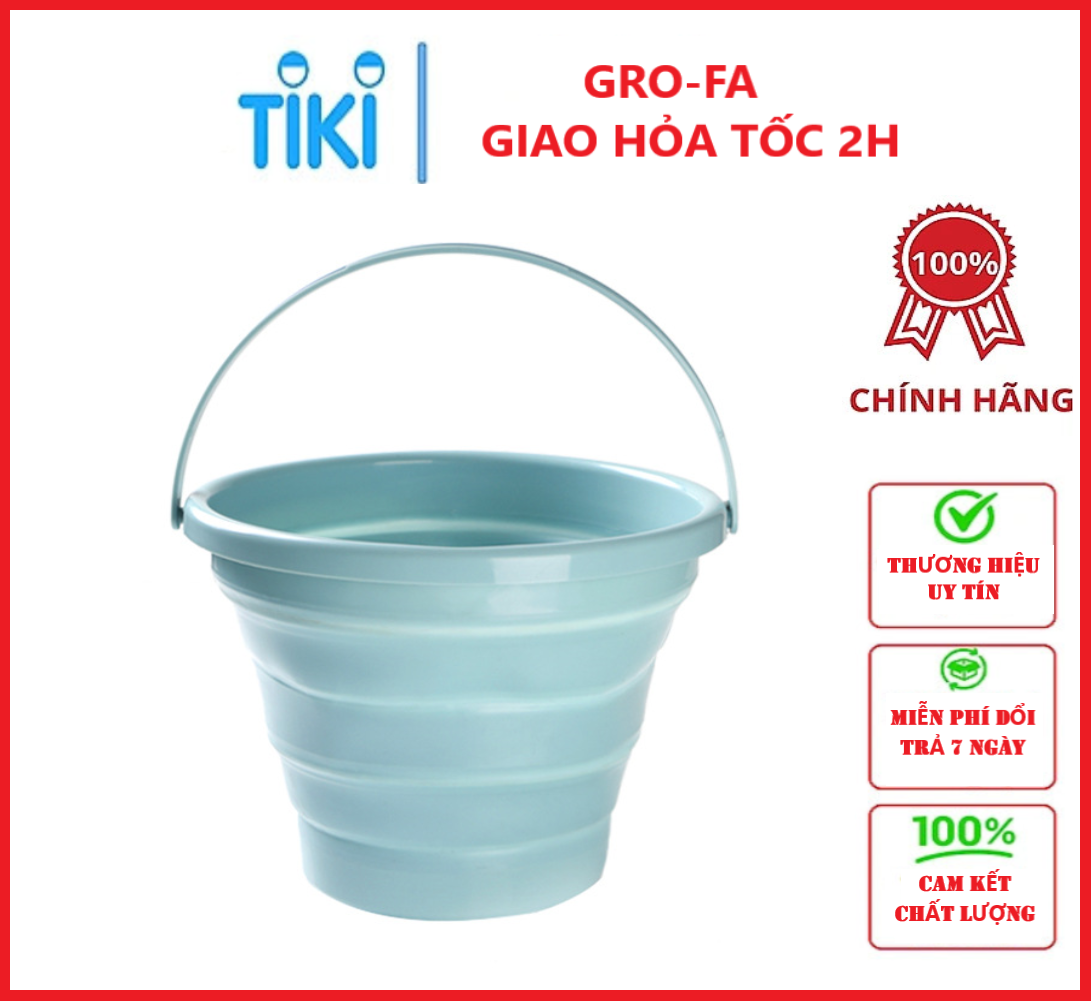 Xô Nhựa Gấp Gọn 5L Tiện Dụng GroFa - Hàng chính hãng , giao màu ngẫu nhiên