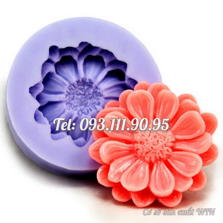 Bộ 3 khuôn làm bánh, rau câu silicon hoa hồng, hoa cúc đơn và lá - Mã số 1120