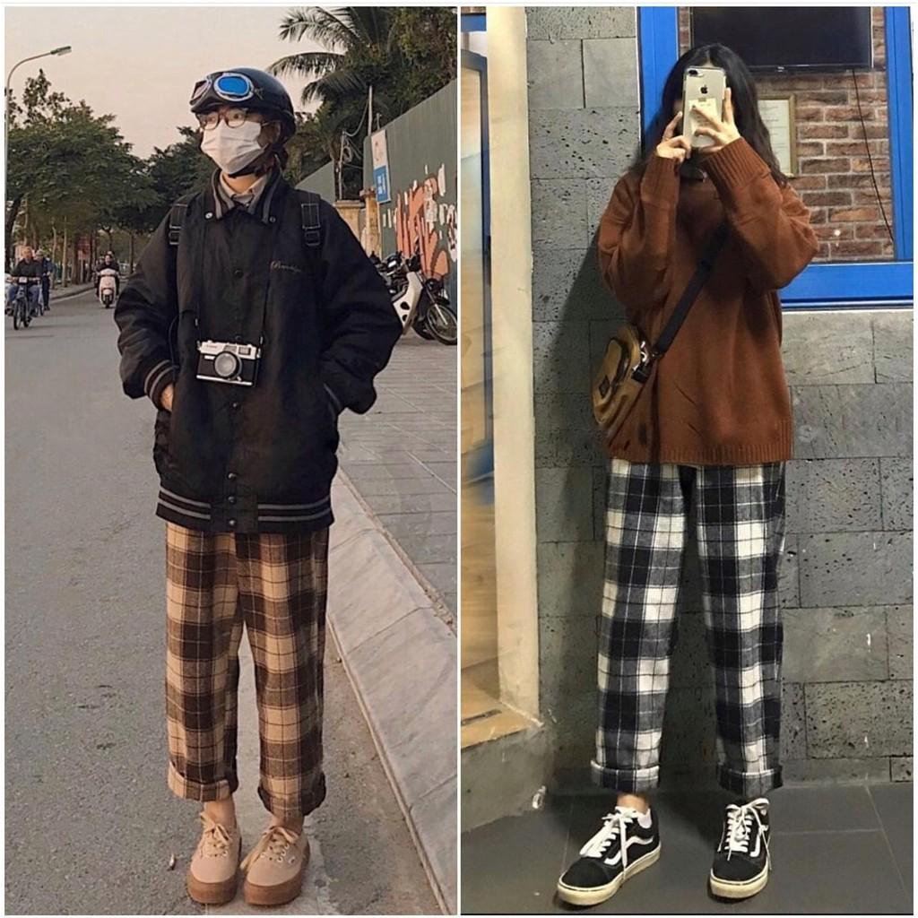 Quần Kẻ Caro Vintage Plaid Pants Dáng Suông Unisex