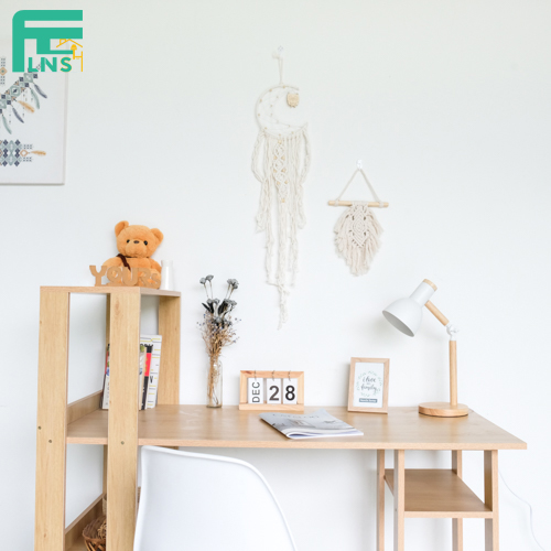 Bàn Làm Việc Gỗ LINSY BH01 Phối Kèm Có Kệ Sách Đa Năng Nội Thất Thông Minh Lắp Ráp