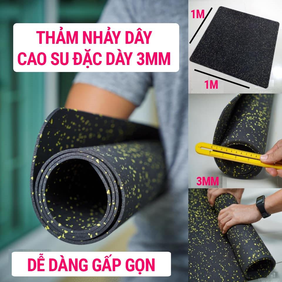 Thảm nhảy dây SPORTY chống ồn chất liệu cao su 1mx1m dày 3mm thảm tập thể thao giảm sốc, cách âm tập thể dục trong nhà