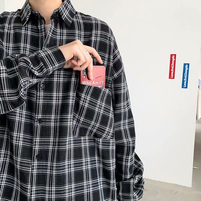 Áo Khoác Sơ Mi Tay Dài Dáng Rộng Phong Cách Đường Phố Cho Nam Có 4 Màu