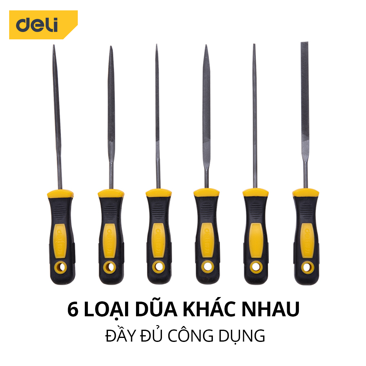 Bộ Dũa Kim Loại 6 Chiếc Deli - Chất Liệu Thép Chịu Lực Cao Cấp - Tay Cầm Chống Trơn Trượt - DL2141