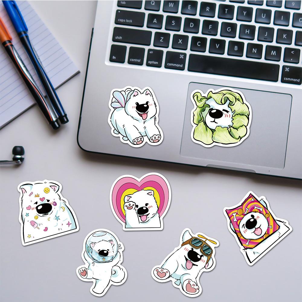Sticker chó samoyed chibi hoạt hình cute trang trí mũ bảo hiểm,guitar,ukulele,điện thoại,sổ tay,laptop-mẫu S33