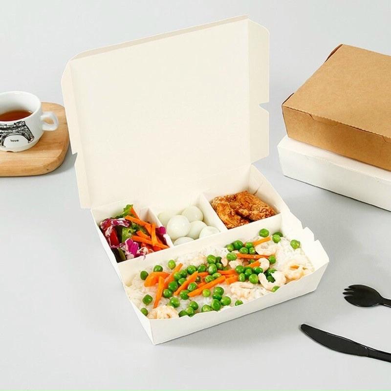 50 cái hộp giấy 3 ngăn, hộp giấy 4 ngăn