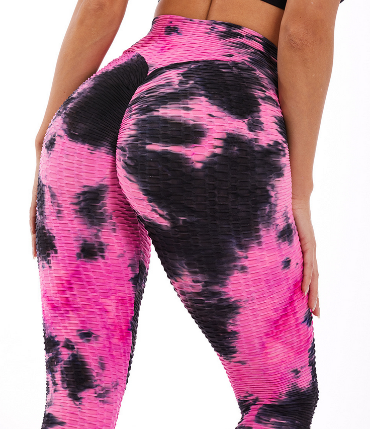 Thời Trang Mới Mực Dạ Nỉ Quần Áo Nhuộm Bong Bóng Quần Ôm Vòng Mông Tập Thể Dục Yoga Quần Miễn Phí Vận Chuyển