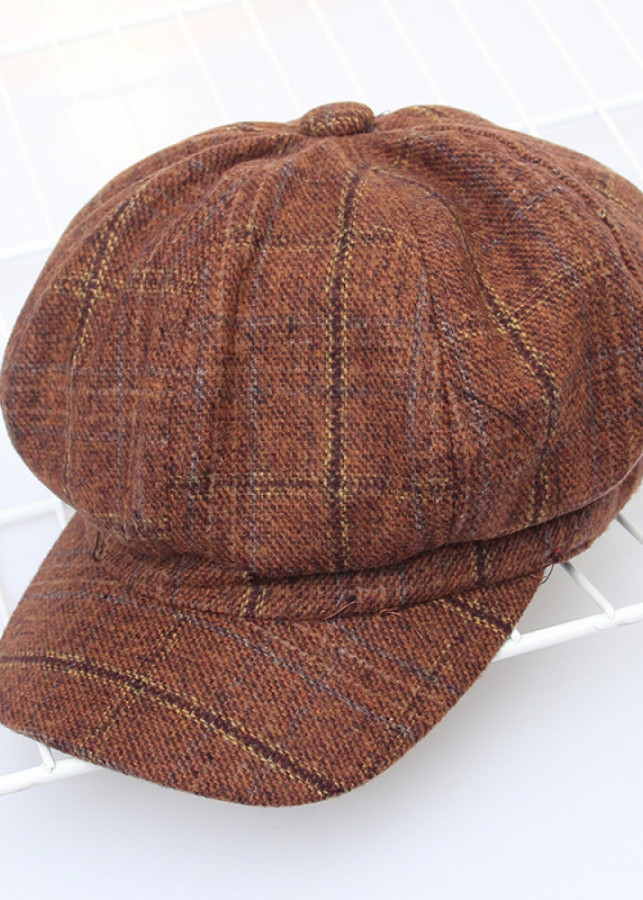 Nón Nồi Beret Kẻ Caro Phong Cách Hàn Quốc P910