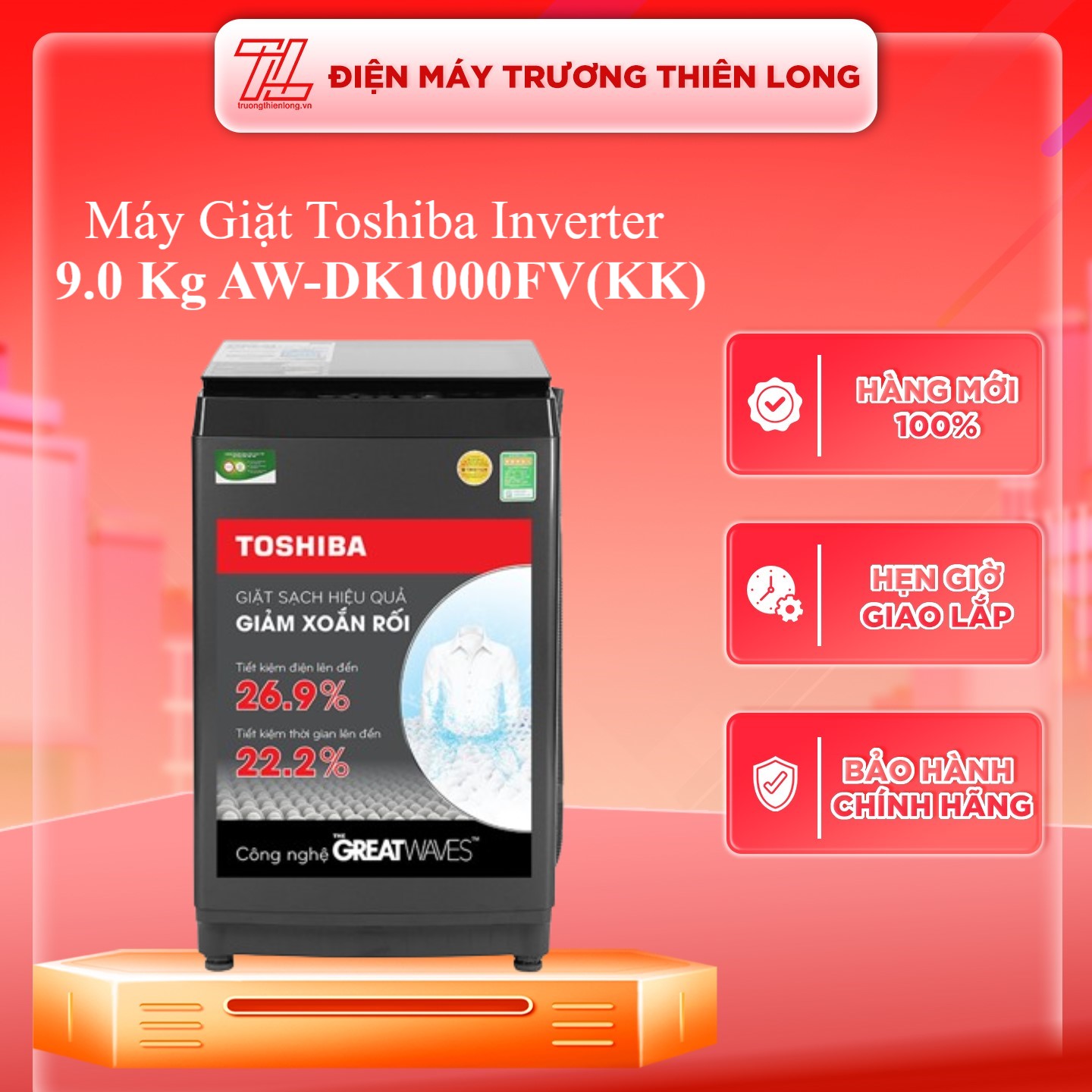 Máy Giặt Toshiba Inverter 9.0 Kg Aw - Dk1000Fv - Kk - Hàng Chính Hãng