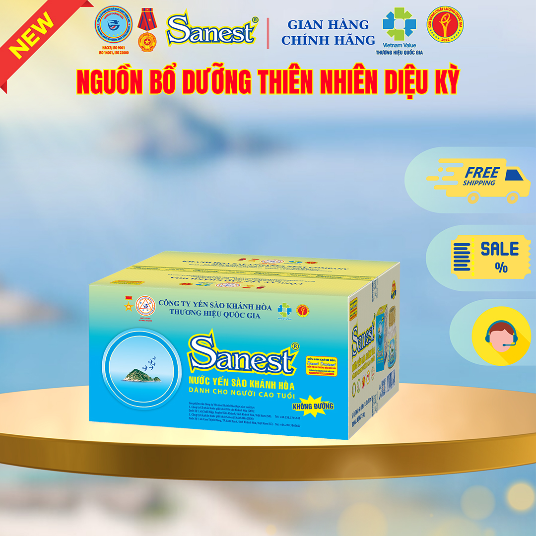 NEW [ Combo 10 lọ] Nước Yến sào Khánh Hòa Sanest 21% - Dành cho Người Cao Tuổi - Không đường
