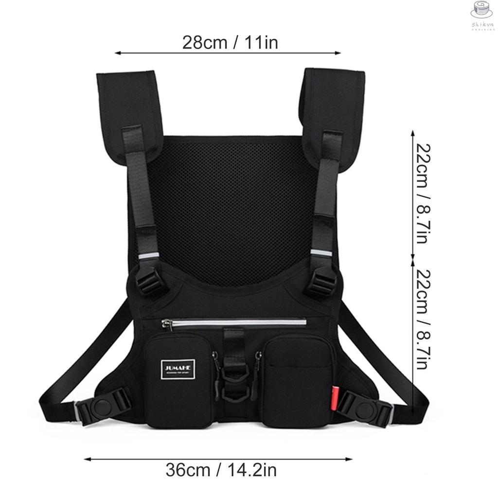 Reflective Running Vest Breathable Outdoor Sports Night Safety Vest Waistcoat Chest Pack for Running Fishing Hiking Climbing