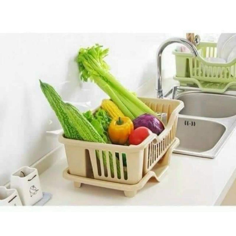 Khay Nhựa Úp Chén Bát Ráo Nước Tiện Lợi - Rổ úp bát đĩa có khay hứng nước giao màu ngẫu nhiên