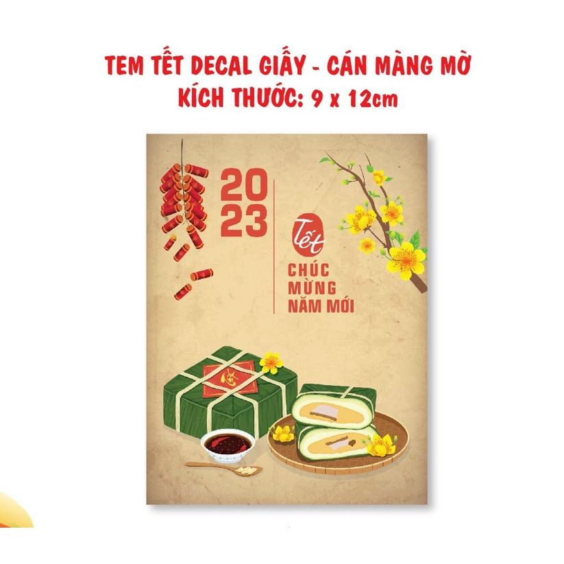 20 TEM DÁN 9*12CM - Mẫu mới Tết 2023 Bánh Chưng, Thịt kho