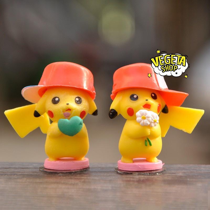 Mô hình Pikachu - Trọn bộ 6 mô hình Pikachu đội mũ cực dễ thương - Cao khoảng 3~5cm