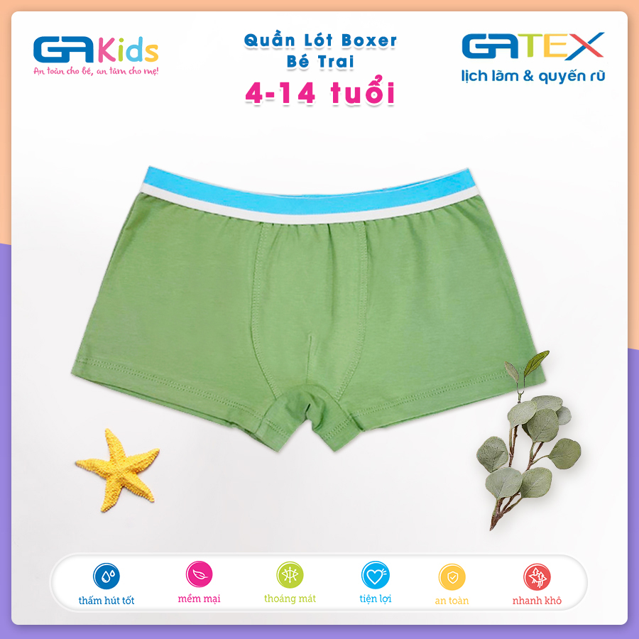 Set Combo 3 Quần Lót Boxer Cho Bé Trai GATEX Cotton Cao Cấp GAKIDS từ 4 đến 14 tuổi