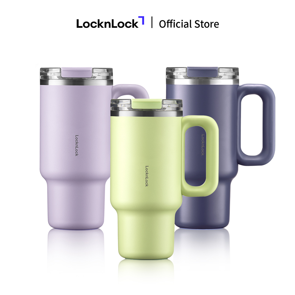 Bình giữ nhiệt LocknLock Balance grip tumbler LHC4397 dung tích 900ml / LHC4398 dung tích 1.2L có quai - 3 màu