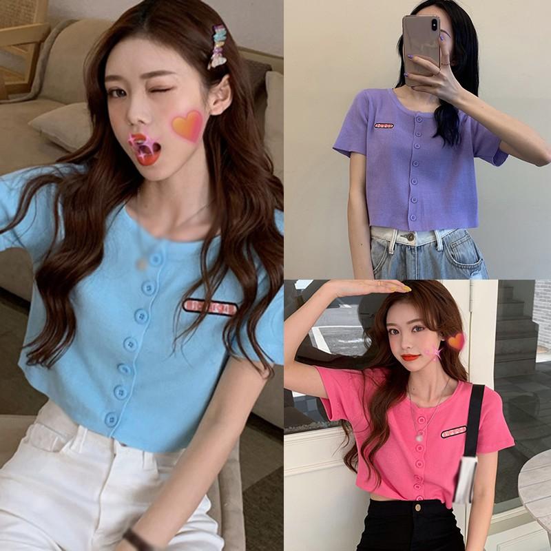 Áo thun cổ tròn tay ngắn xinh xắn dành cho nữ