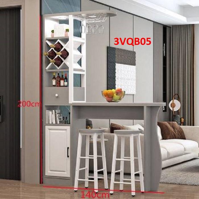 Quầy bar mini, quầy bar kiêm vách ngăn phòng khách nhà bếp 3VQB05