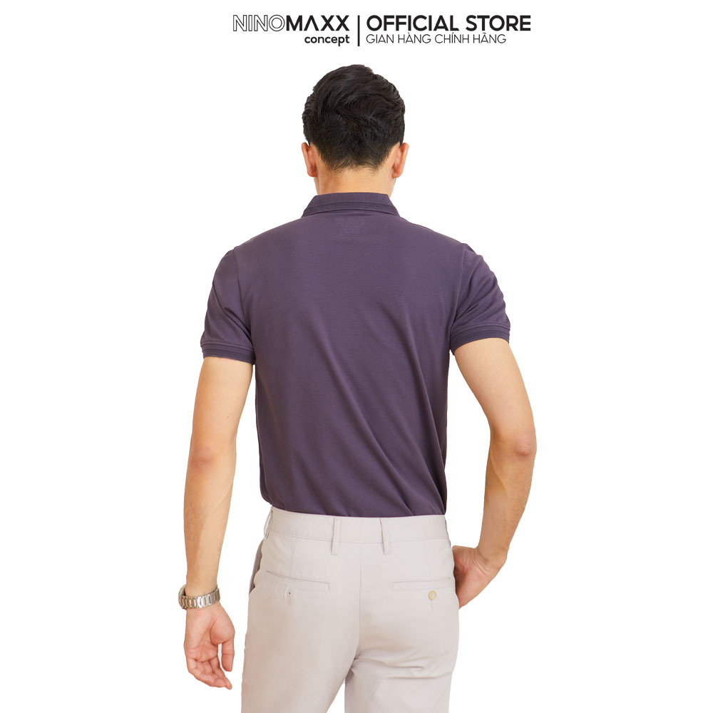 N&amp;M CLUB Áo polo Basic nam tay ngắn chất liệu cotton tím đậm 2104034