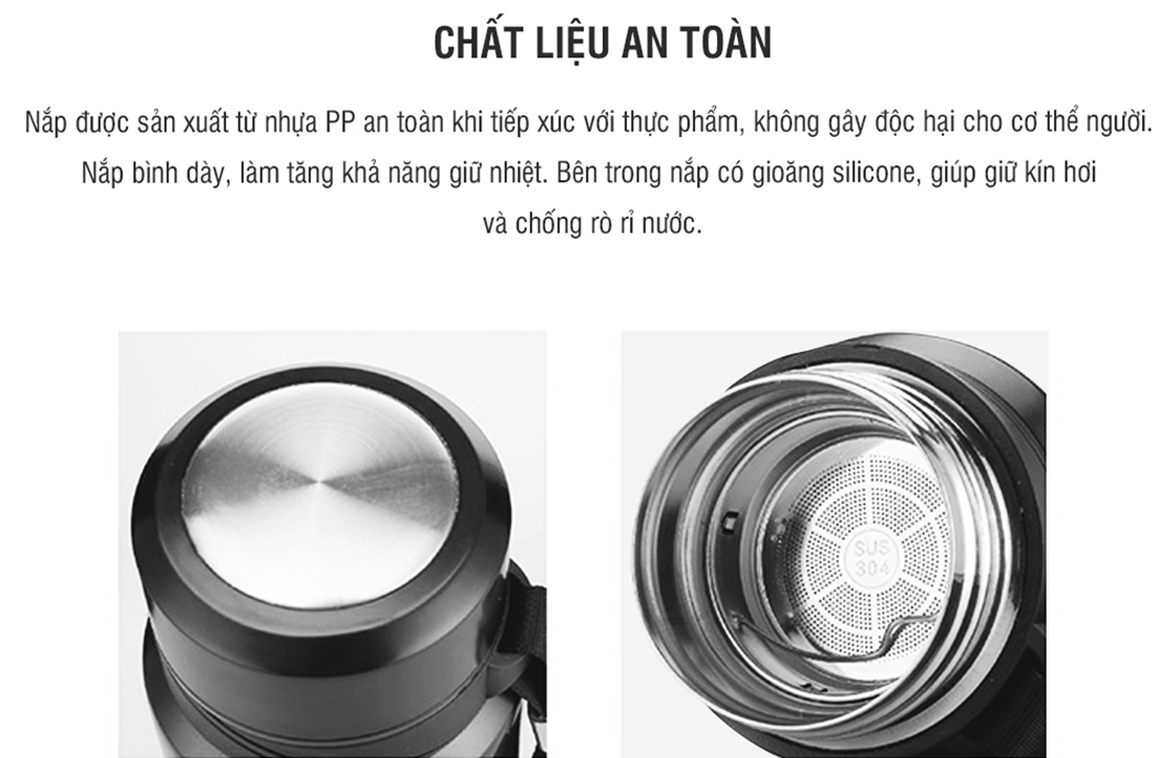 Bình Giữ Nhiệt Vacuum Bottle Lock&Lock màu đen LHC6180-BLK 800ml, Hàng chính hãng, thép không gỉ, độ bền cao - JoyMall